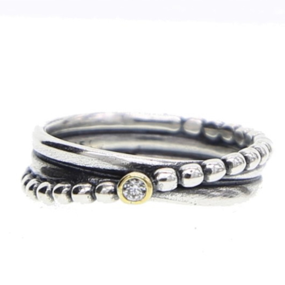 Triple Sterling Band w/ Bezel CZ, NWT